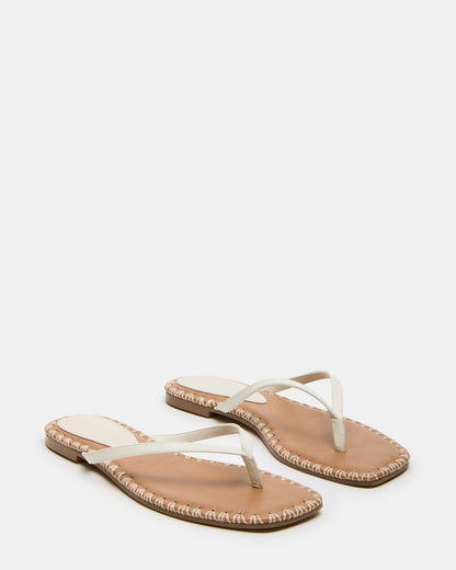 Steve Madden MARELLA Bone Leather Women's Thong Square-Toe Sandal