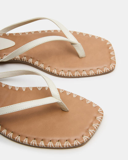 Steve Madden MARELLA Bone Leather Women's Thong Square-Toe Sandal