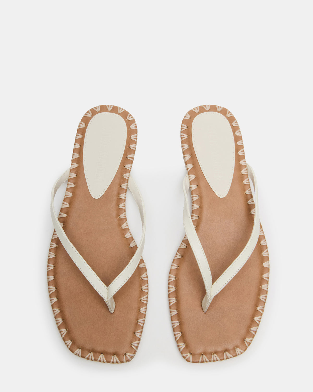 Steve Madden MARELLA Bone Leather Women's Thong Square-Toe Sandal