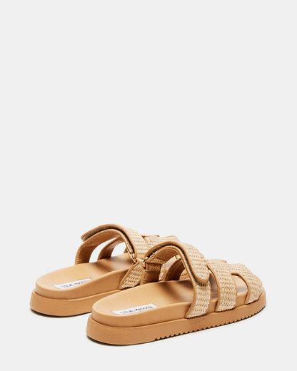 Steve Madden MAYVEN Natural Raffia Flatform Slide Women's Sandal