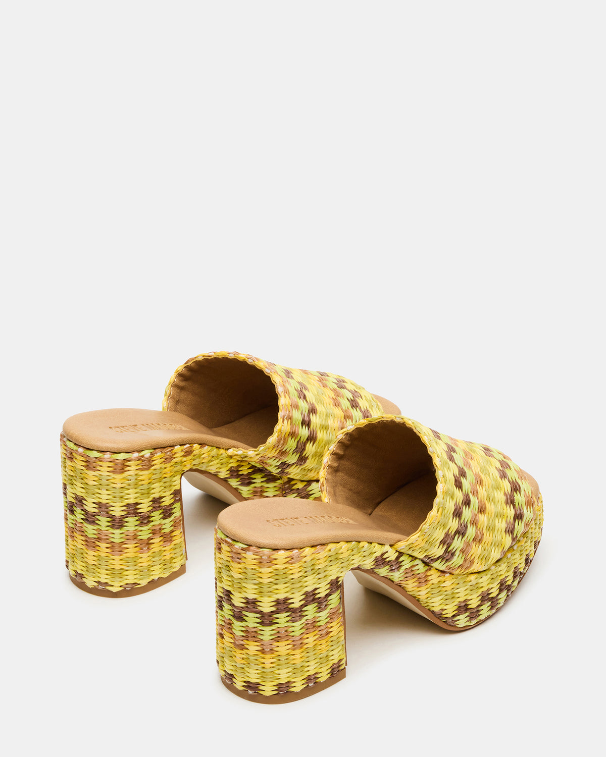 Steve Madden KOLA Raffia Multi Platform Square-Toe Block Heel Mule Women's Sandal
