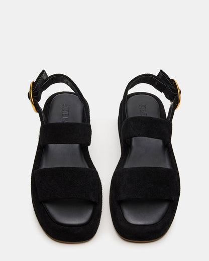 Steve Madden BARONI Black Suede Square-Toe Platform Women's Sandals