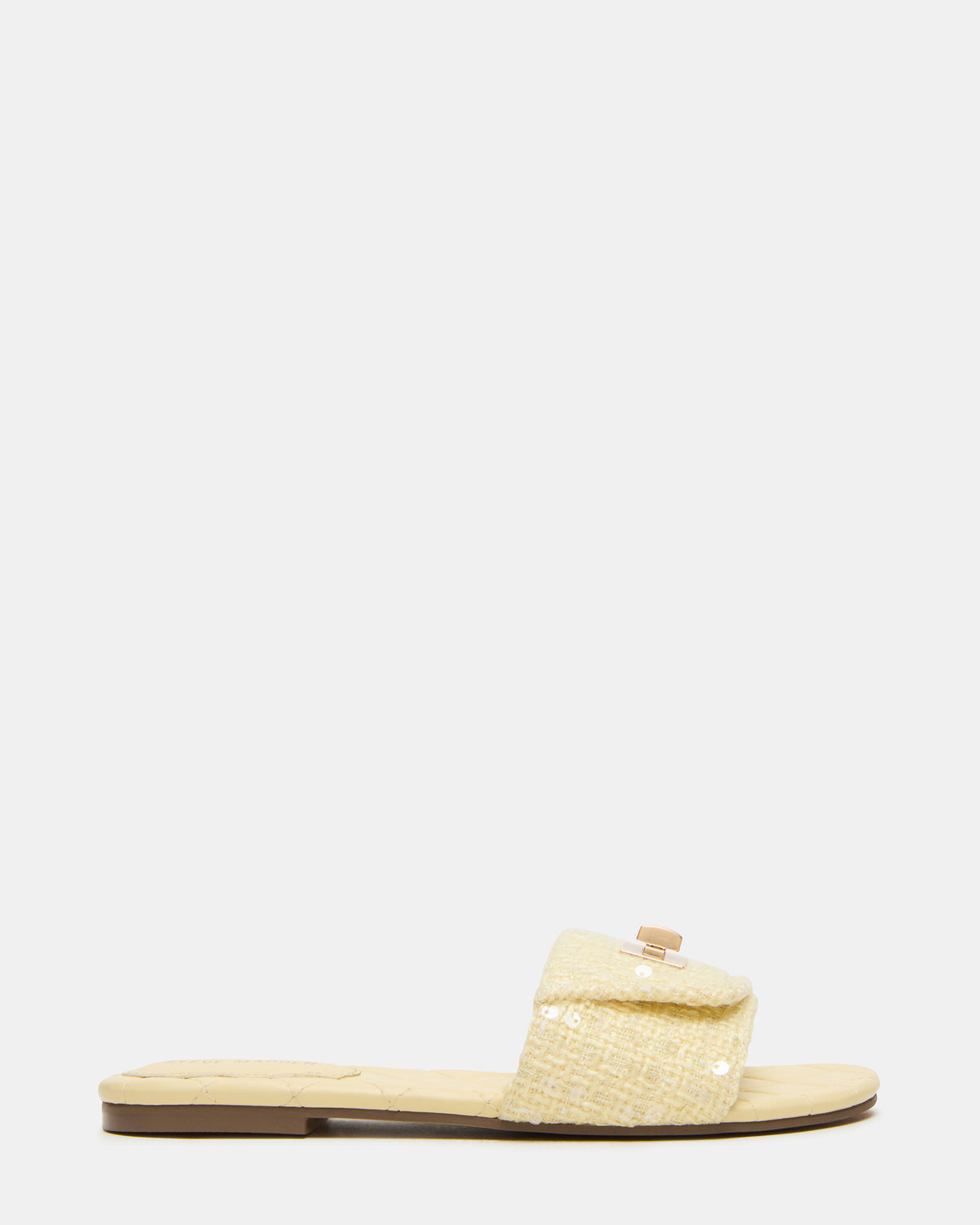 Steve Madden MORELAND Sequin Yellow Quilted Slide Women's Sandal