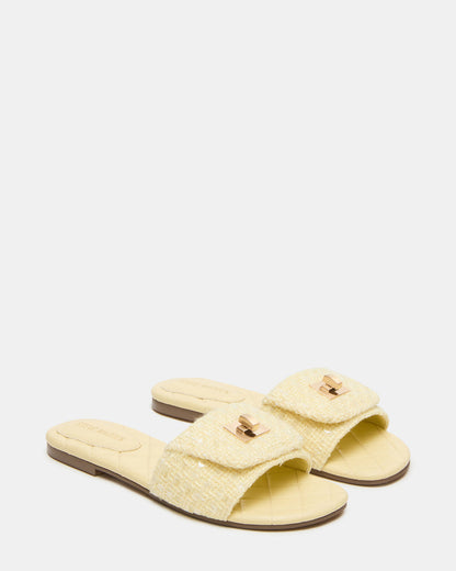 Steve Madden MORELAND Sequin Yellow Quilted Slide Women's Sandal