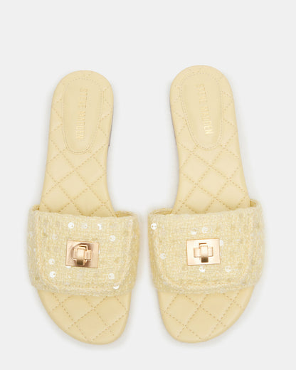Steve Madden MORELAND Sequin Yellow Quilted Slide Women's Sandal