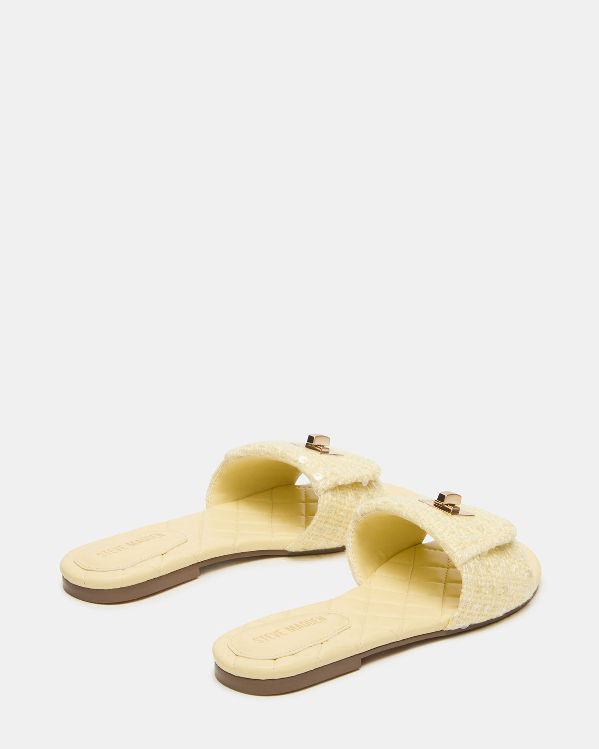 Steve Madden MORELAND Sequin Yellow Quilted Slide Women's Sandal