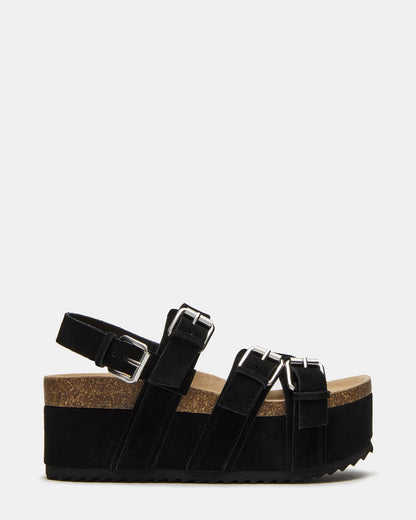 Steve Madden KIWI Black Suede Women's Strappy Platform Sandal