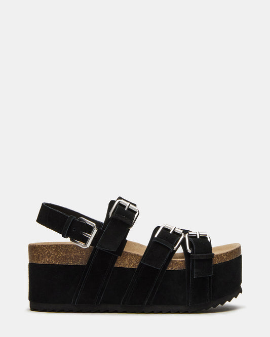 Steve Madden KIWI Black Suede Women's Strappy Platform Sandal