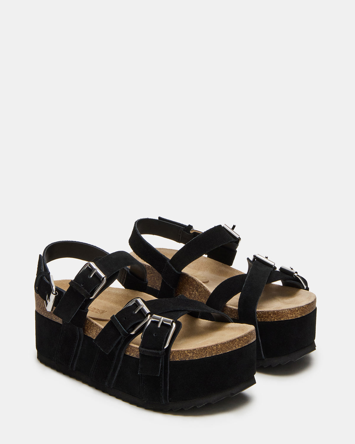 Steve Madden KIWI Black Suede Women's Strappy Platform Sandal