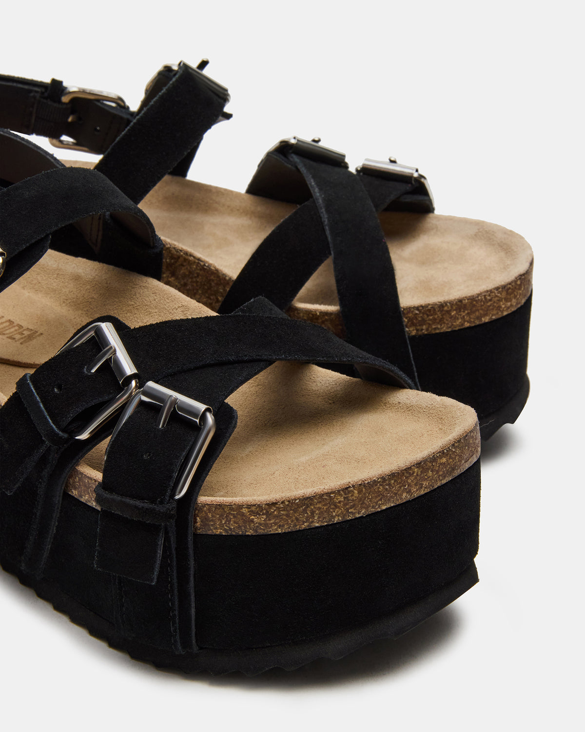 Steve Madden KIWI Black Suede Women's Strappy Platform Sandal