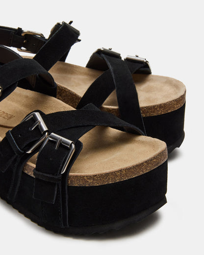 Steve Madden KIWI Black Suede Women's Strappy Platform Sandal