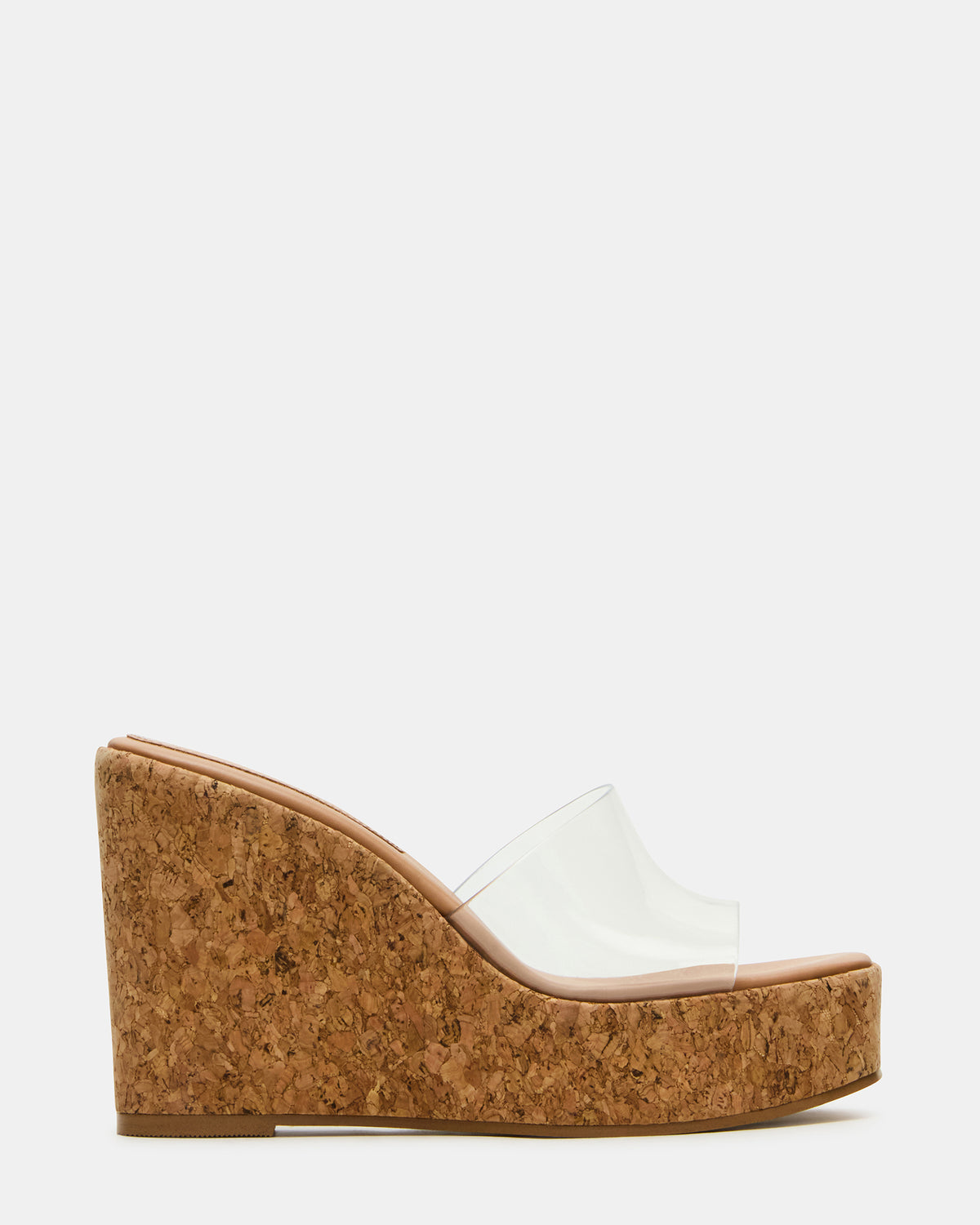 Steve Madden CAYMAN Clear Platform Square-Toe Wedge Women's Sandal