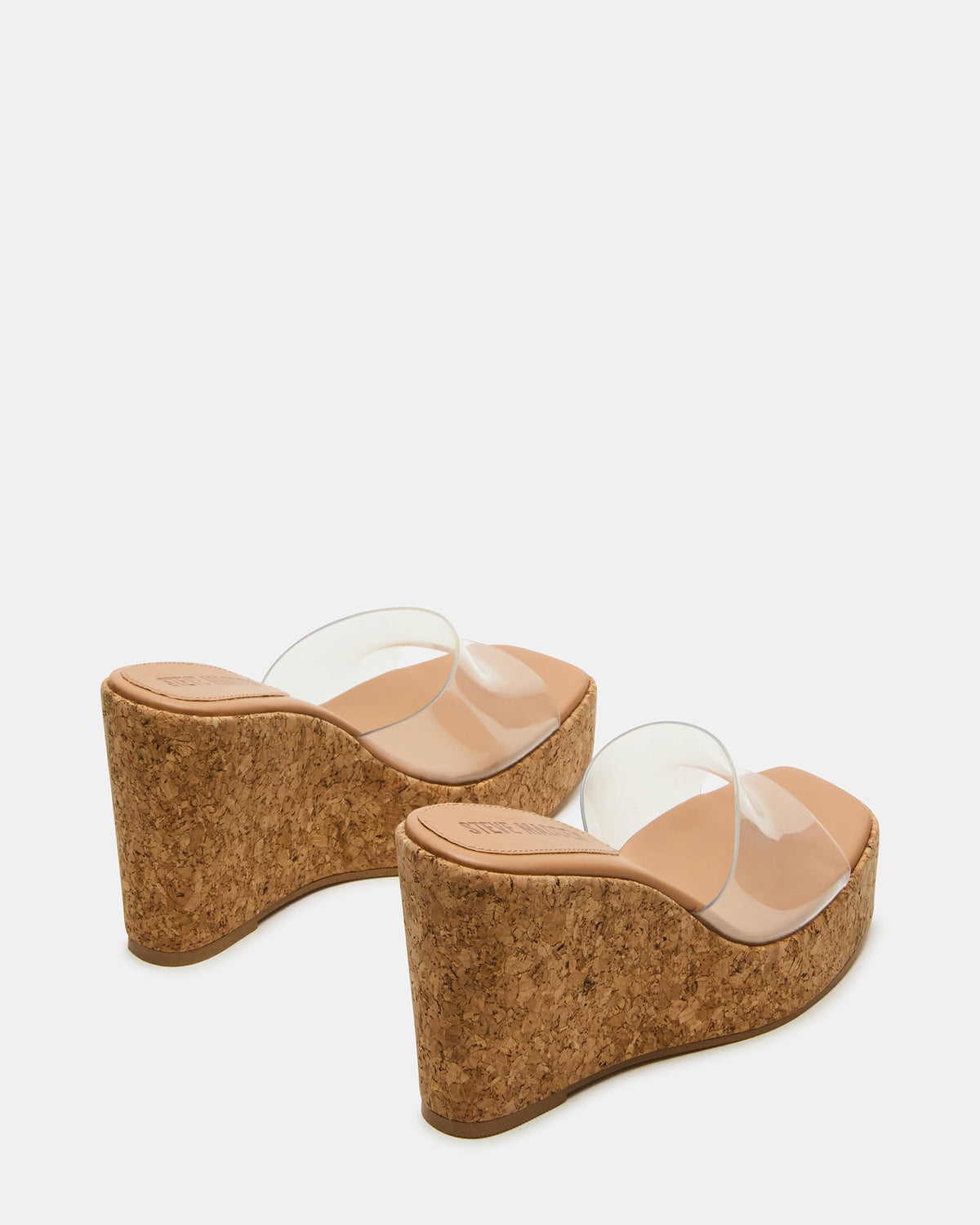 Steve Madden CAYMAN Clear Platform Square-Toe Wedge Women's Sandal