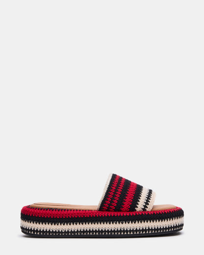 Steve Madden BEACHY Woven Red Multi Platform Slide Women's Sandal