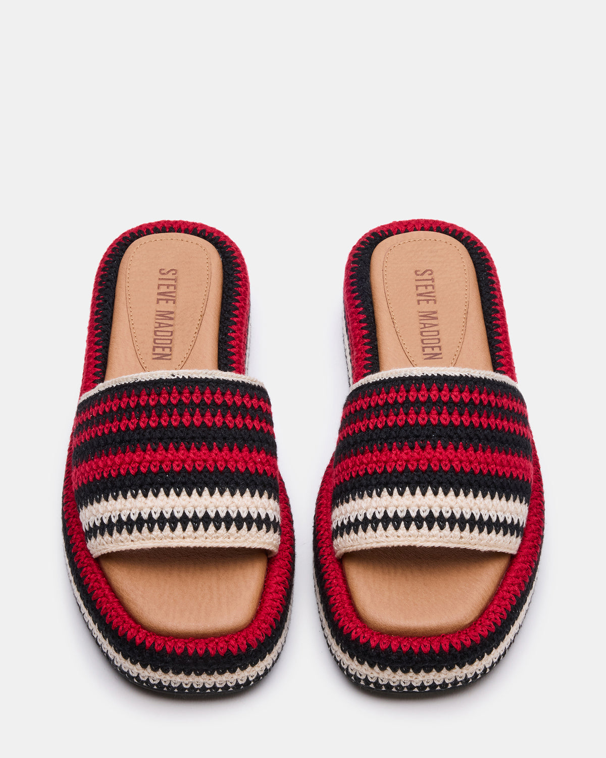 Steve Madden BEACHY Woven Red Multi Platform Slide Women's Sandal