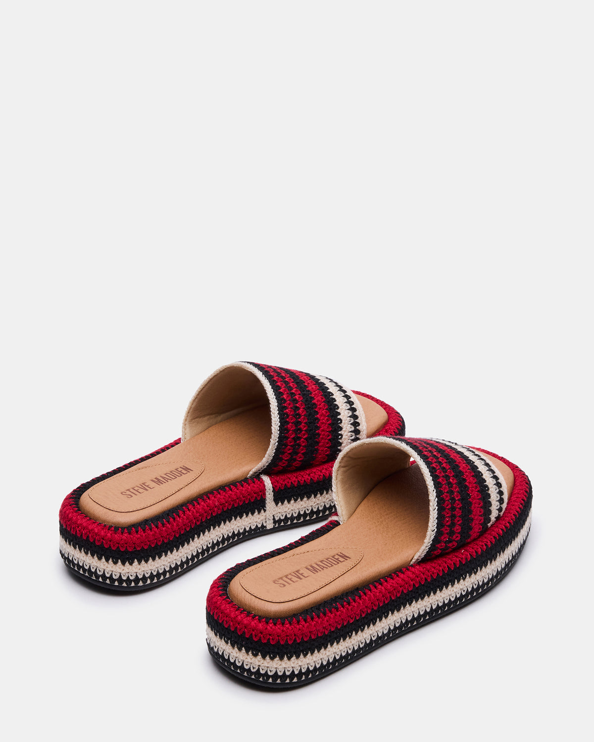 Steve Madden BEACHY Woven Red Multi Platform Slide Women's Sandal
