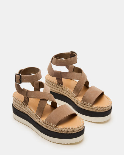 Steve Madden SOREN Taupe Suede Women's Espadrille Sandal