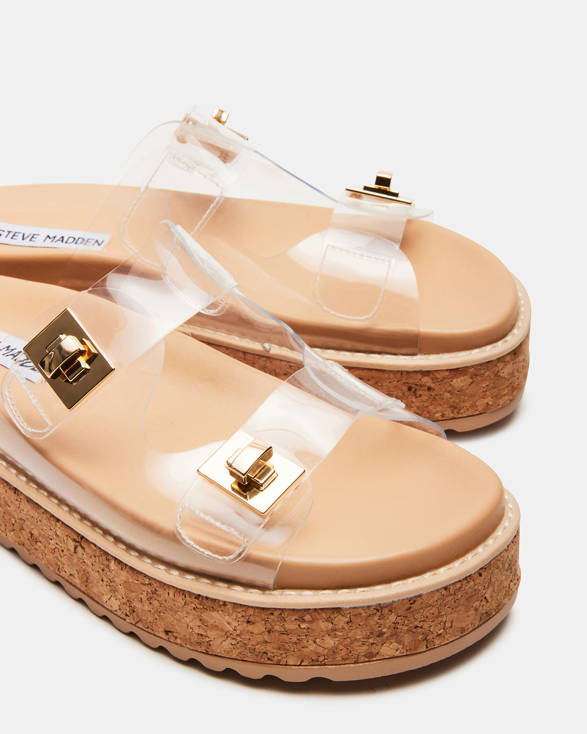 Steve Madden BIGSCHMONA Clear Suede Women's Platform Slide Sandal