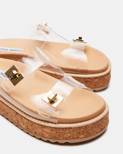 Steve Madden BIGSCHMONA Clear Suede Women's Platform Slide Sandal
