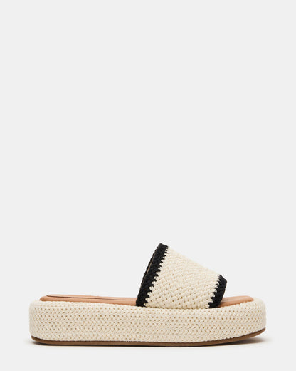 Steve Madden BEACHY Woven Cream Multi Platform Slide Women's Sandal