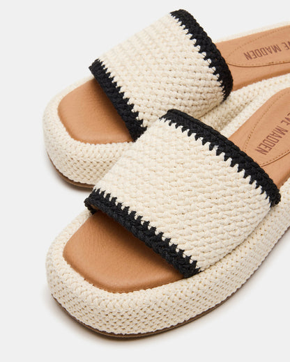 Steve Madden BEACHY Woven Cream Multi Platform Slide Women's Sandal