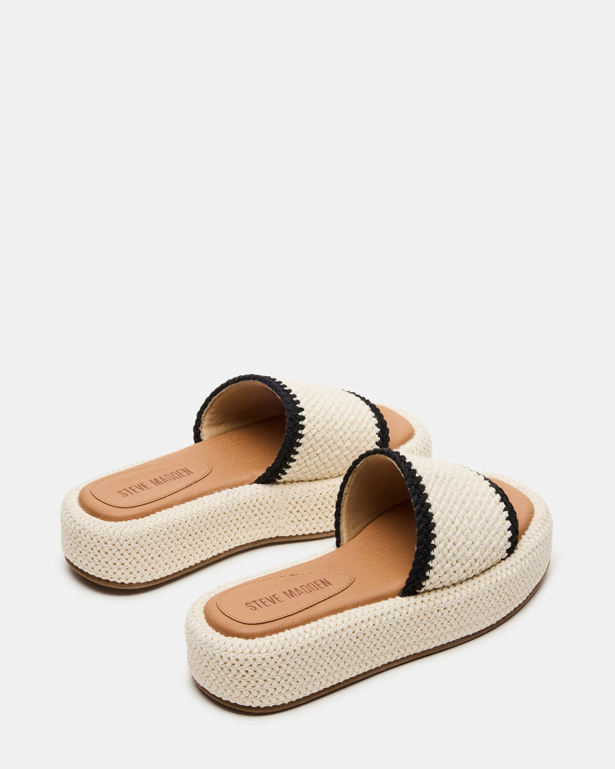 Steve Madden BEACHY Woven Cream Multi Platform Slide Women's Sandal