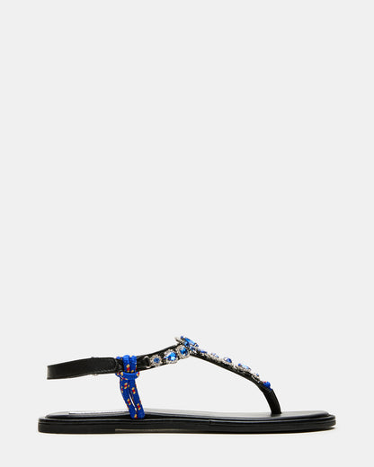 Steve Madden SOLITA Blue Multi Rhinestone Ornament Thong Sandal | Women's Sandals