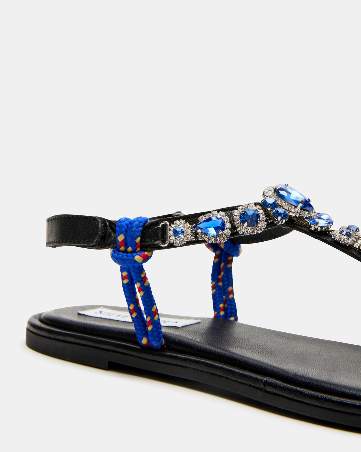 Steve Madden SOLITA Blue Multi Rhinestone Ornament Thong Sandal | Women's Sandals