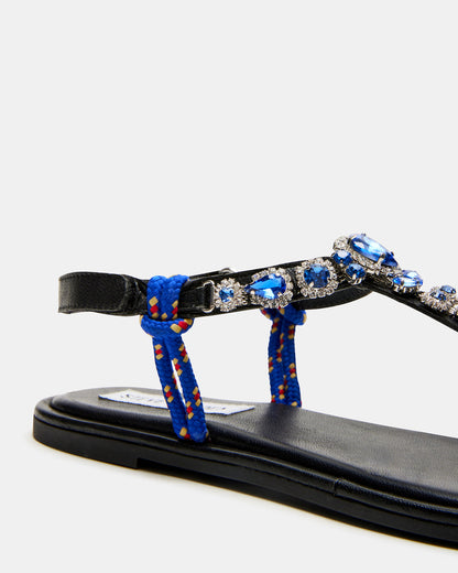 Steve Madden SOLITA Blue Multi Rhinestone Ornament Thong Sandal | Women's Sandals