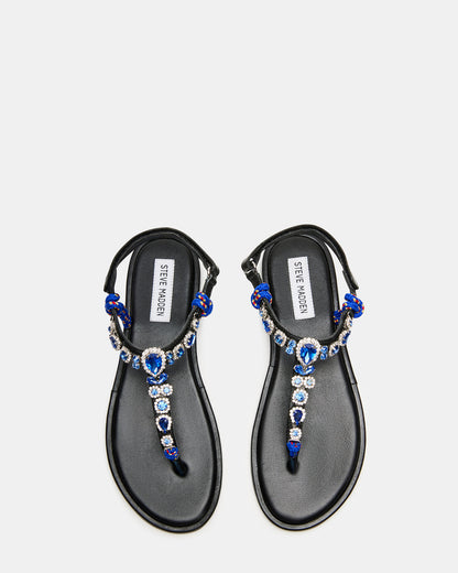 Steve Madden SOLITA Blue Multi Rhinestone Ornament Thong Sandal | Women's Sandals
