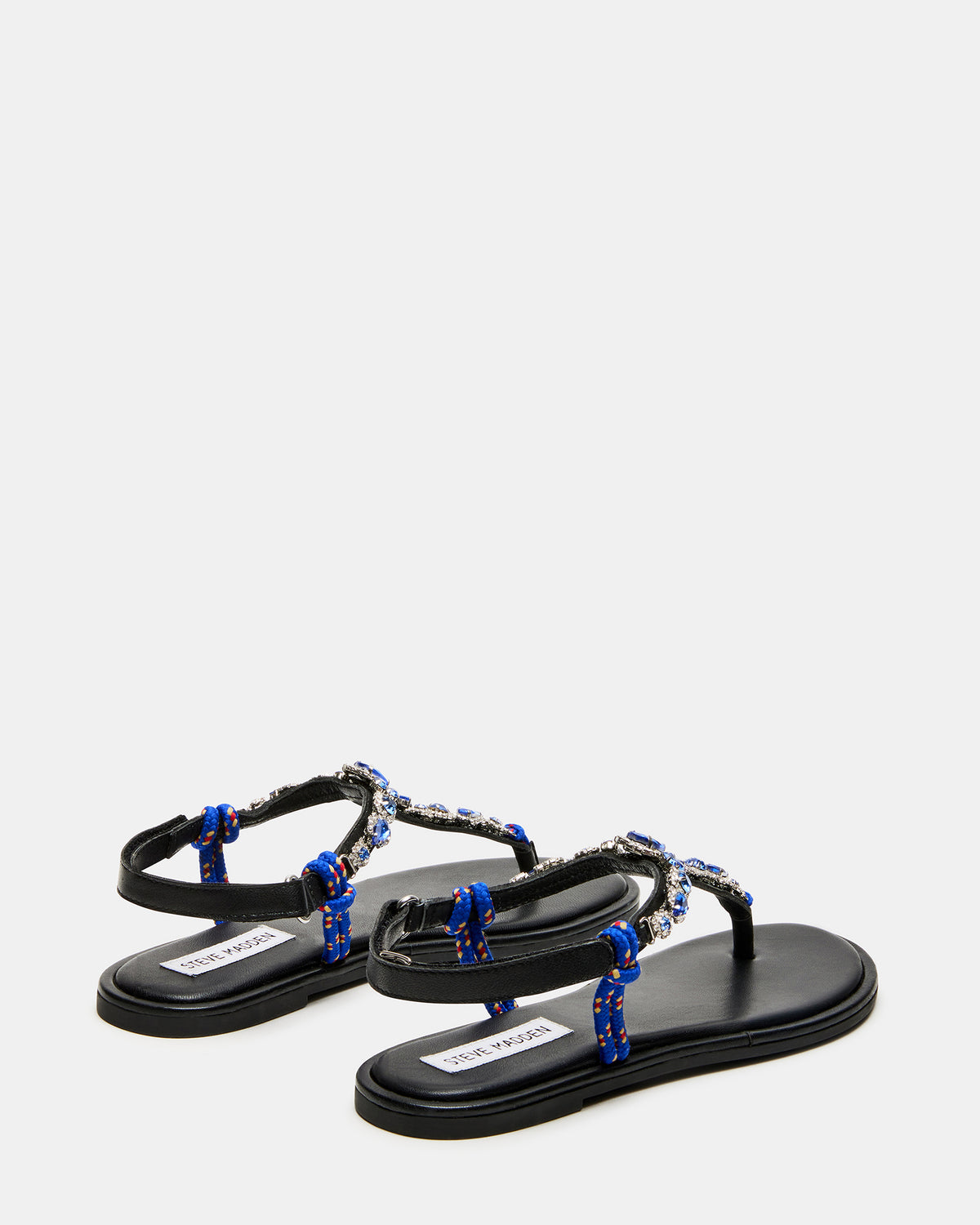 Steve Madden SOLITA Blue Multi Rhinestone Ornament Thong Sandal | Women's Sandals