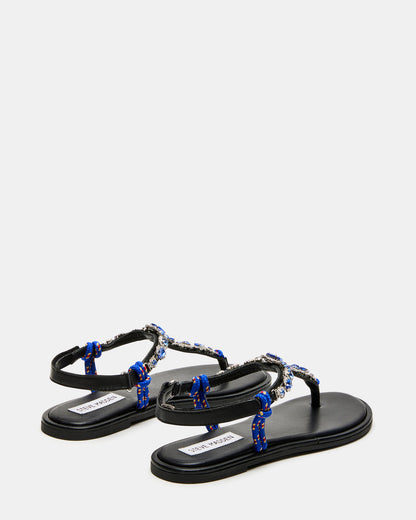 Steve Madden SOLITA Blue Multi Rhinestone Ornament Thong Sandal | Women's Sandals