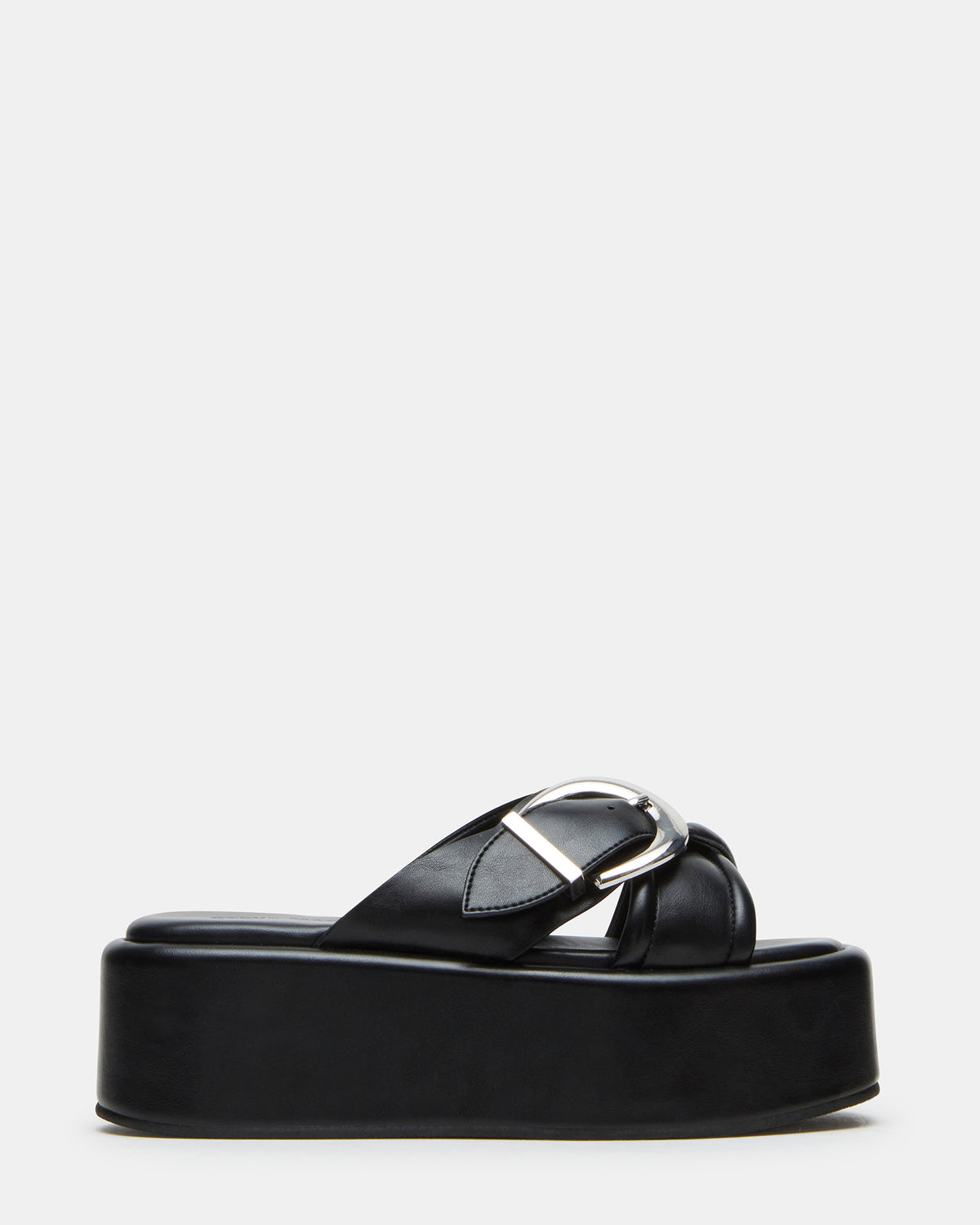 Steve Madden CYPHER Black Women's Platform Square Toe Sandal