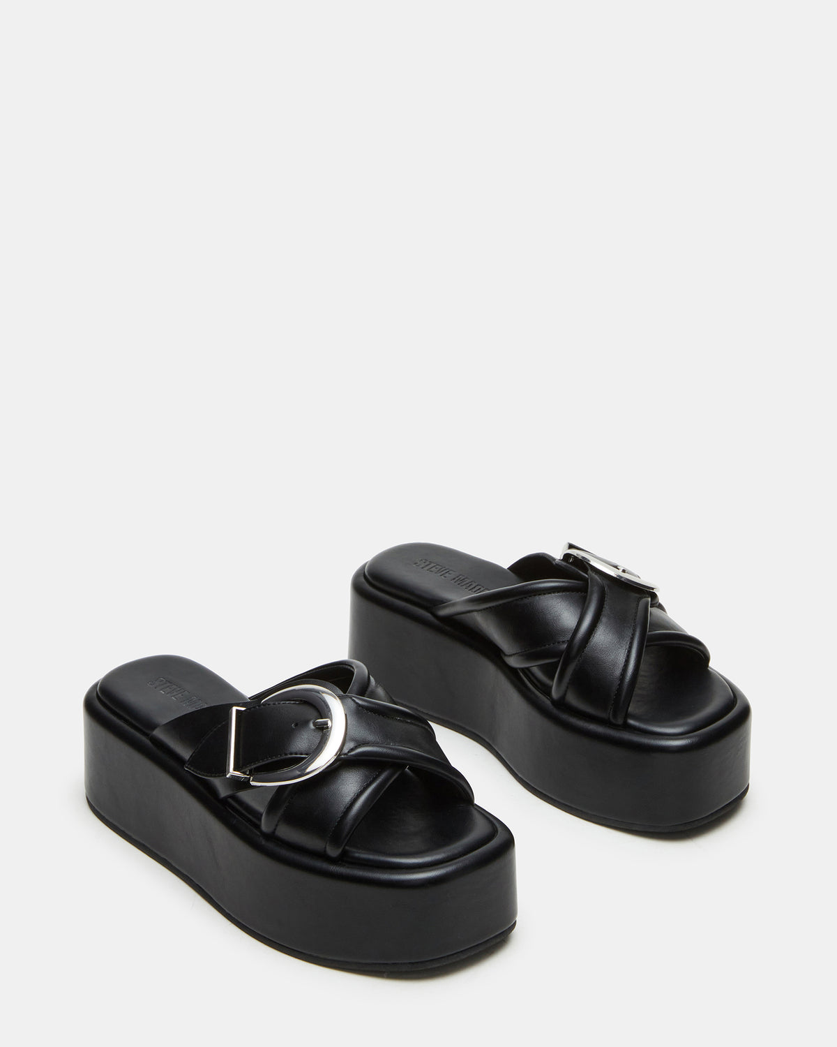 Steve Madden CYPHER Black Women's Platform Square Toe Sandal