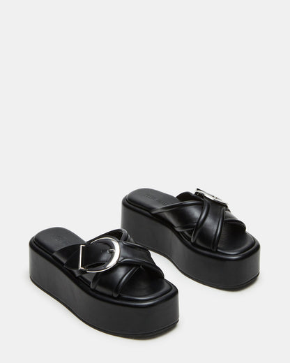 Steve Madden CYPHER Black Women's Platform Square Toe Sandal