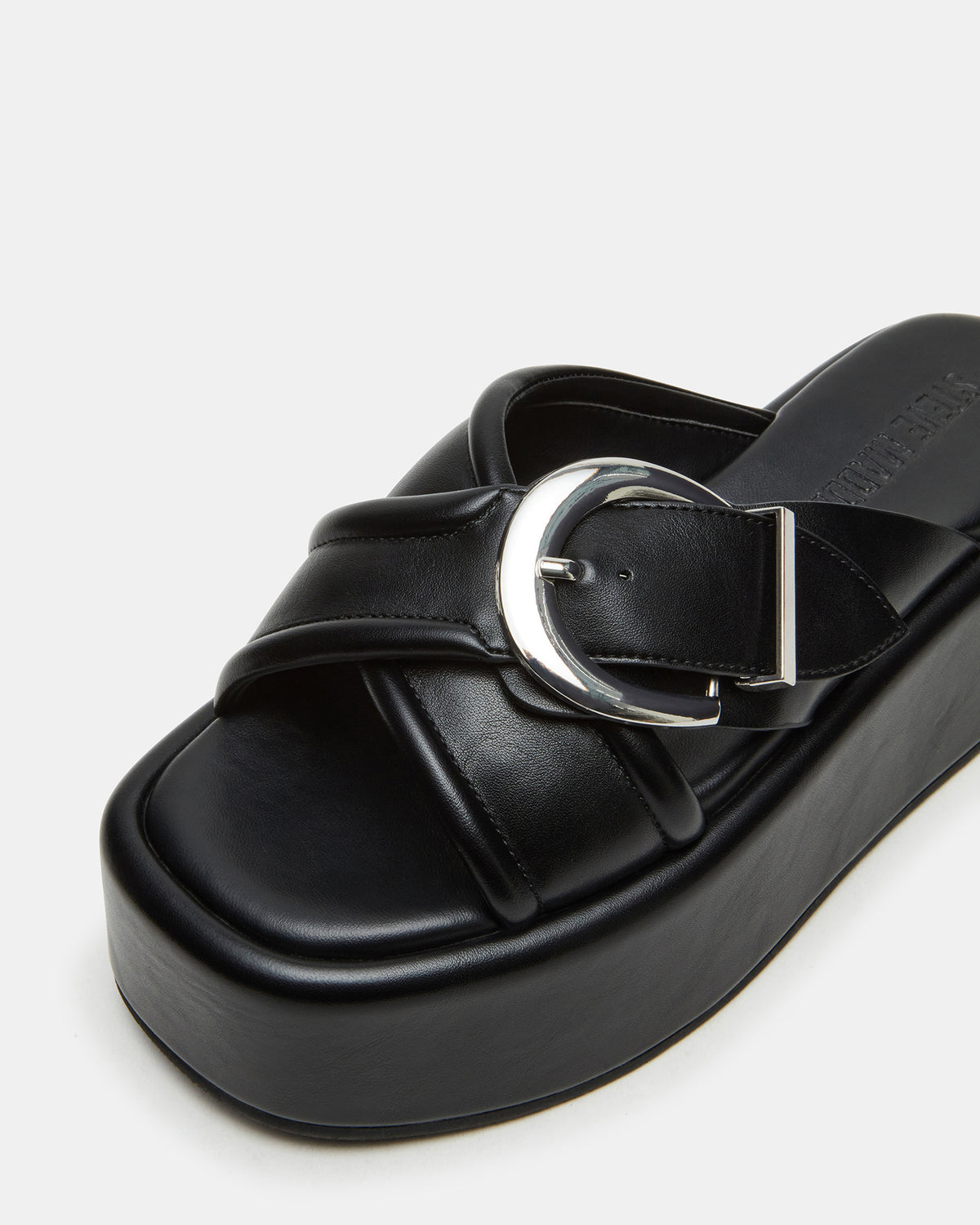 Steve Madden CYPHER Black Women's Platform Square Toe Sandal