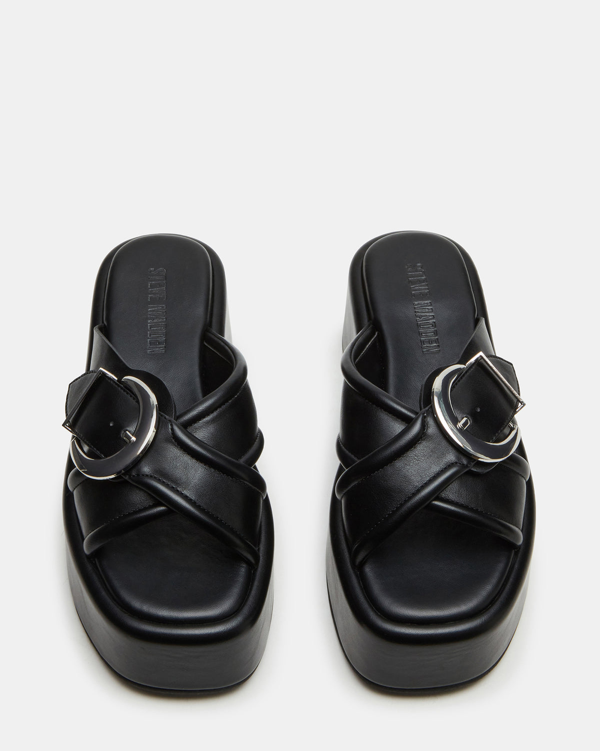 Steve Madden CYPHER Black Women's Platform Square Toe Sandal