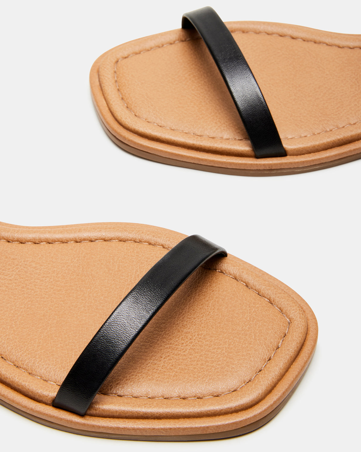 Steve Madden CAMARI Black Leather Square Toe Strappy Sandal | Women's Sandals