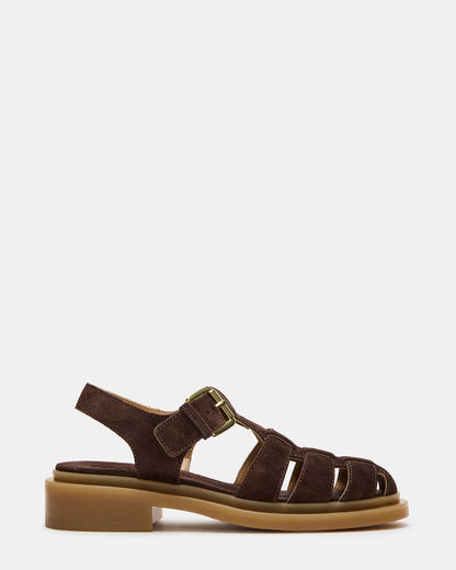 Steve Madden TOPE Chocolate Brown Suede Strappy Fisherman Women's Sandal