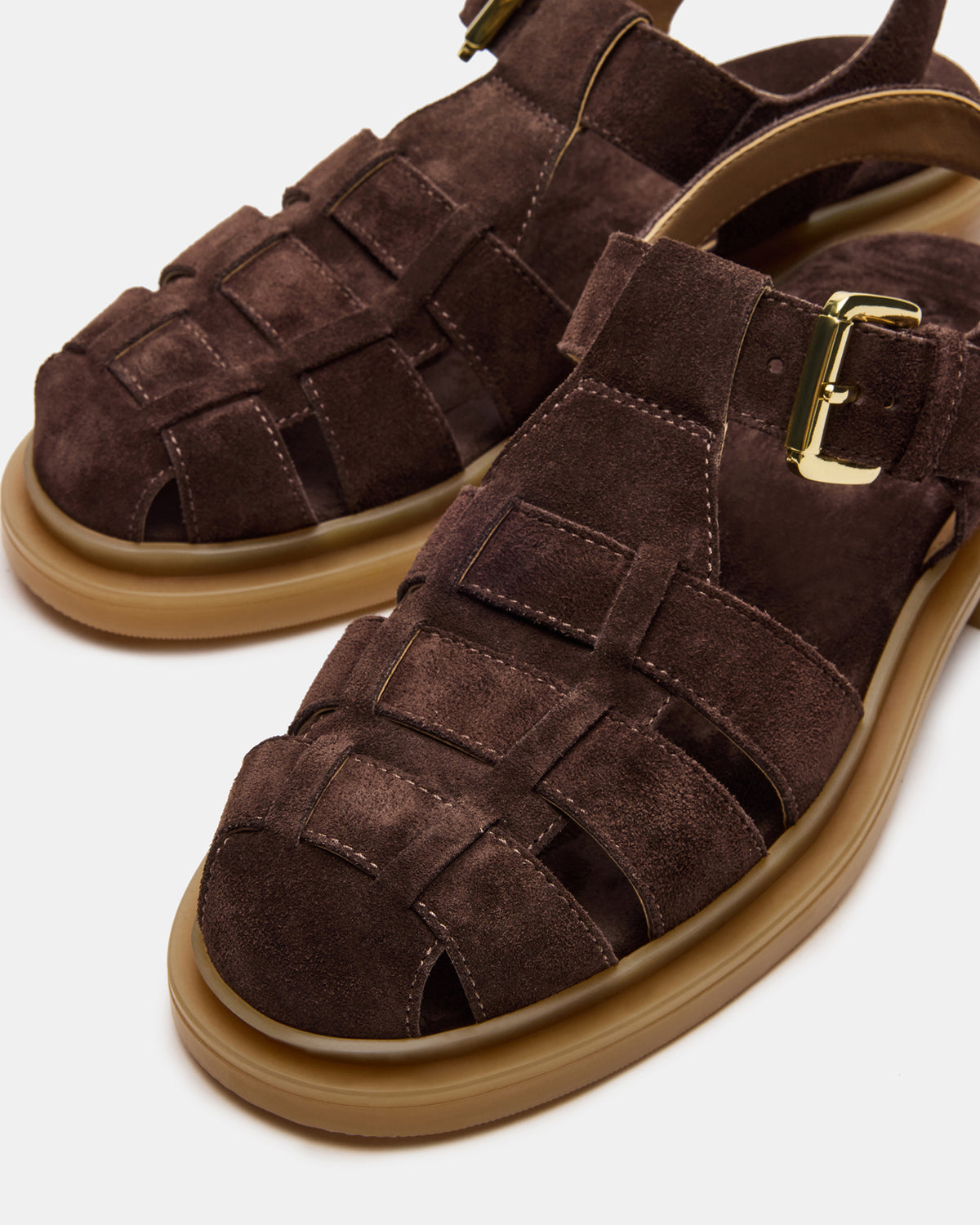 Steve Madden TOPE Chocolate Brown Suede Strappy Fisherman Women's Sandal