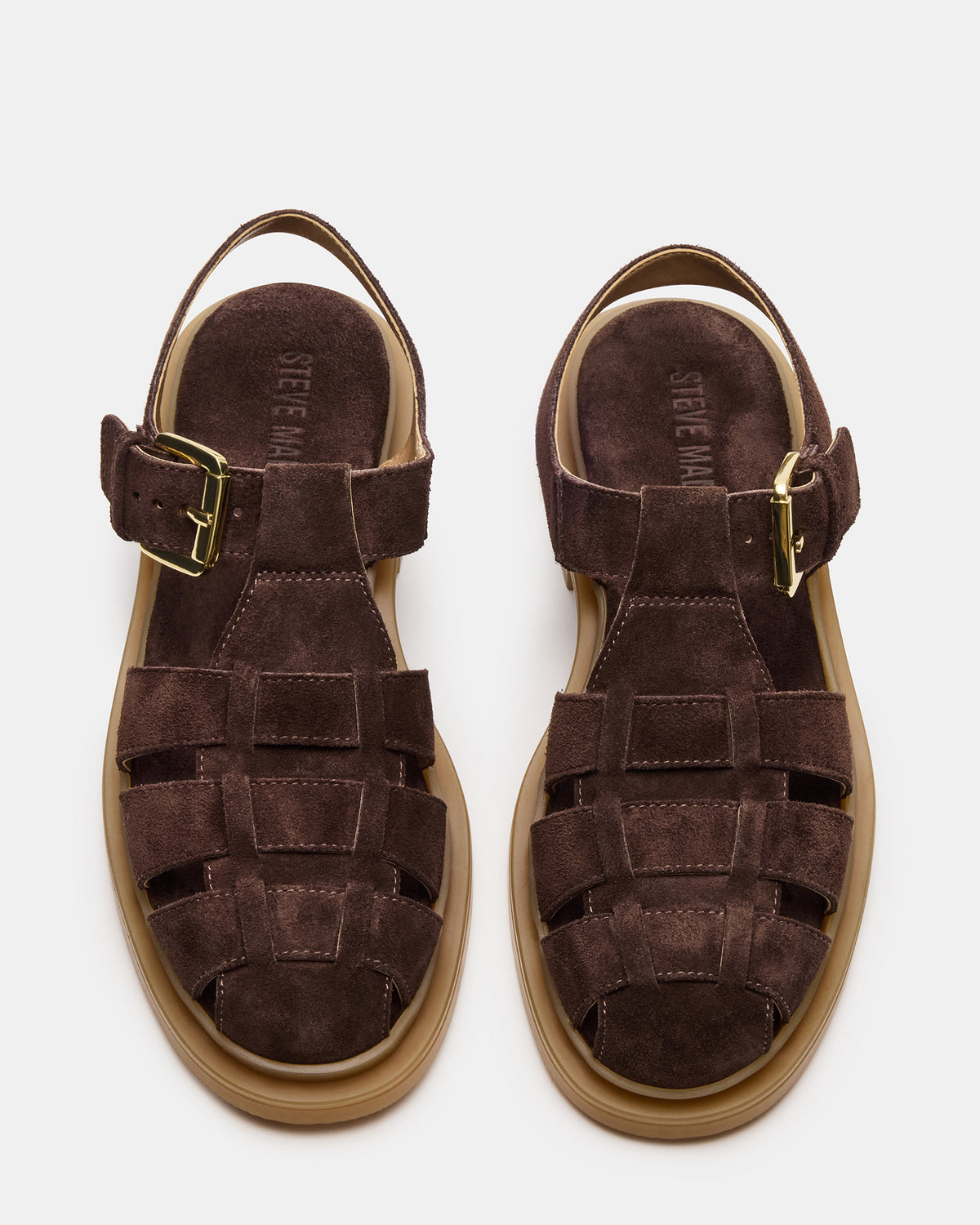 Steve Madden TOPE Chocolate Brown Suede Strappy Fisherman Women's Sandal