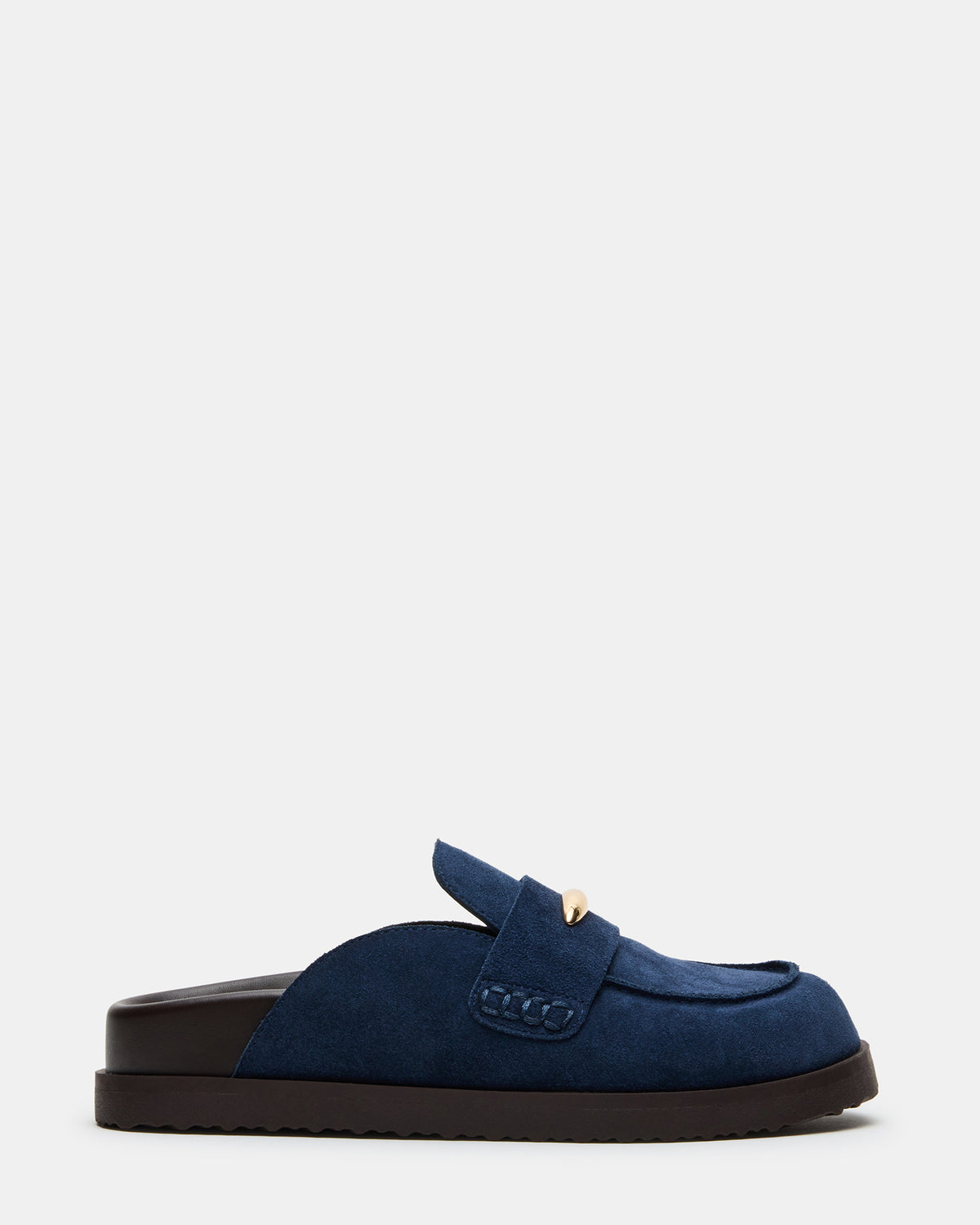Steve Madden TOBIN Navy Suede Slip-On Mule Women's Flat
