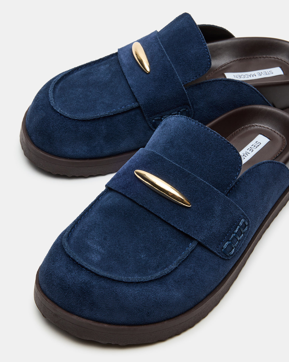 Steve Madden TOBIN Navy Suede Slip-On Mule Women's Flat