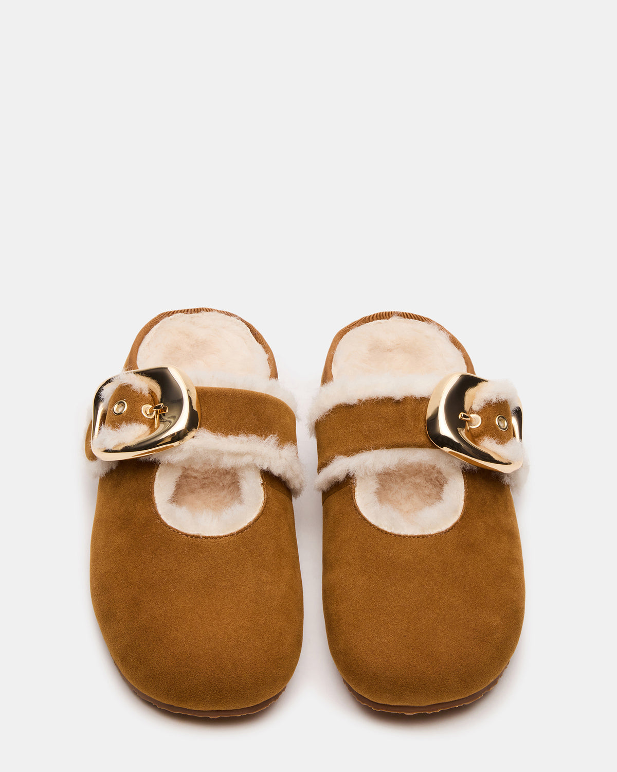 Steve Madden CLOUDY Chestnut Slip-On Mule Mary Jane Faux Fur Women's Flat