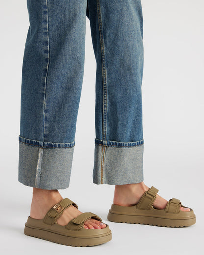 Steve Madden BIGSCHMONA JELLY Olive Women's Platform Slide Sandal