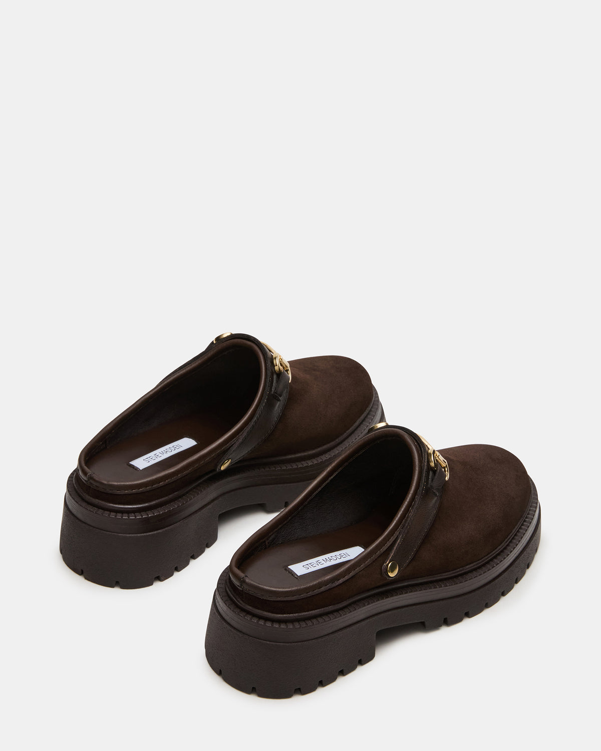 Steve Madden ERBA Brown Suede Platform Lug Slingback Clog Women's Flat