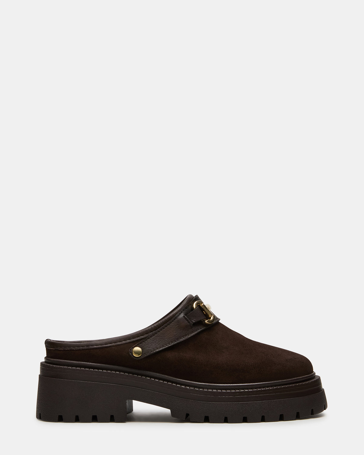 Steve Madden ERBA Brown Suede Platform Lug Slingback Clog Women's Flat