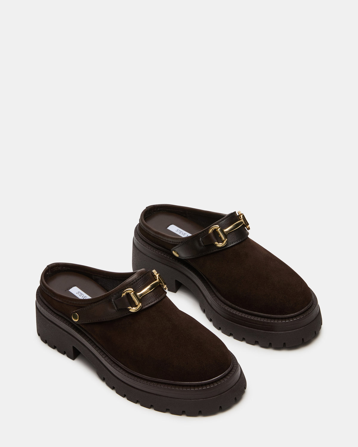 Steve Madden ERBA Brown Suede Platform Lug Slingback Clog Women's Flat