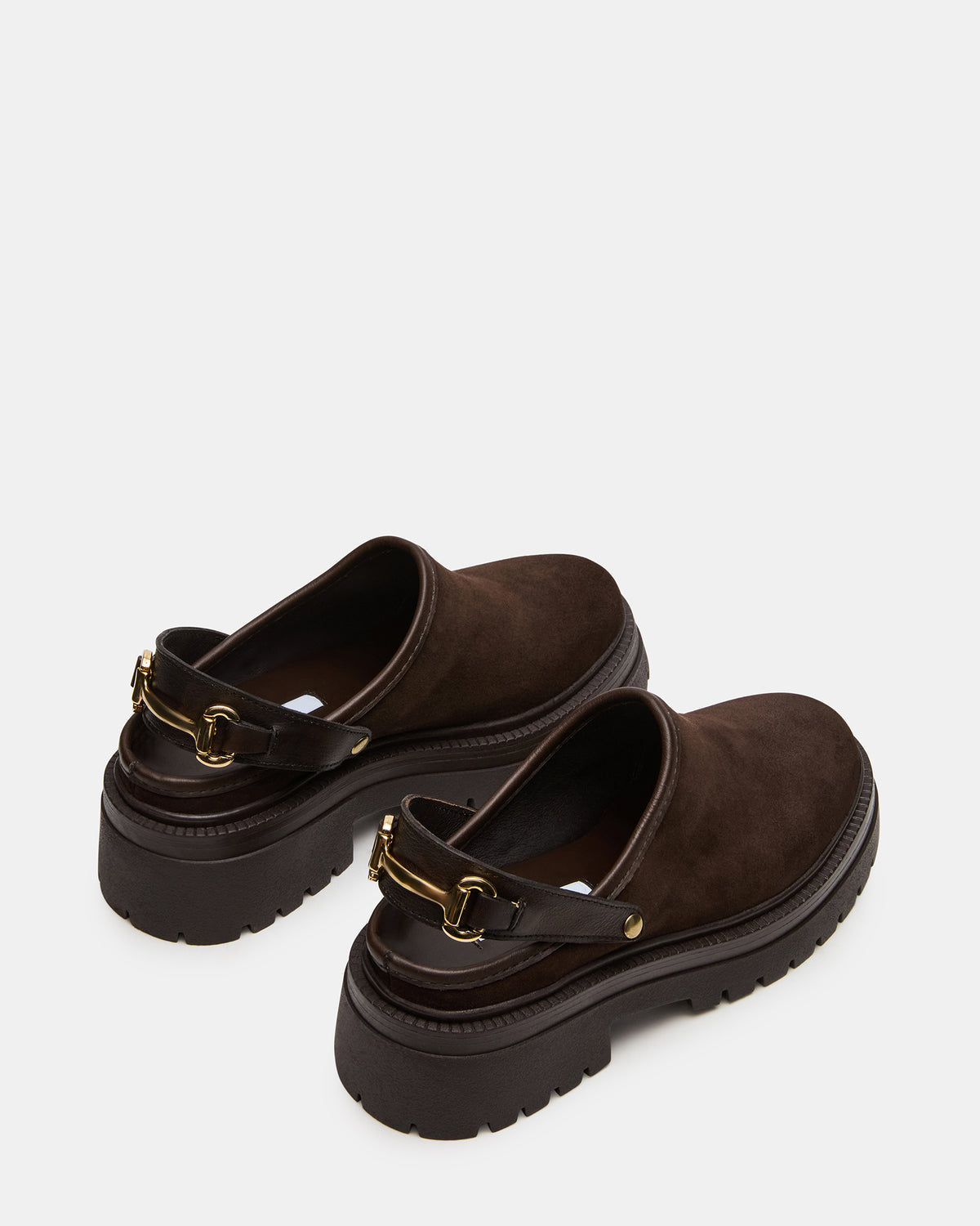Steve Madden ERBA Brown Suede Platform Lug Slingback Clog Women's Flat