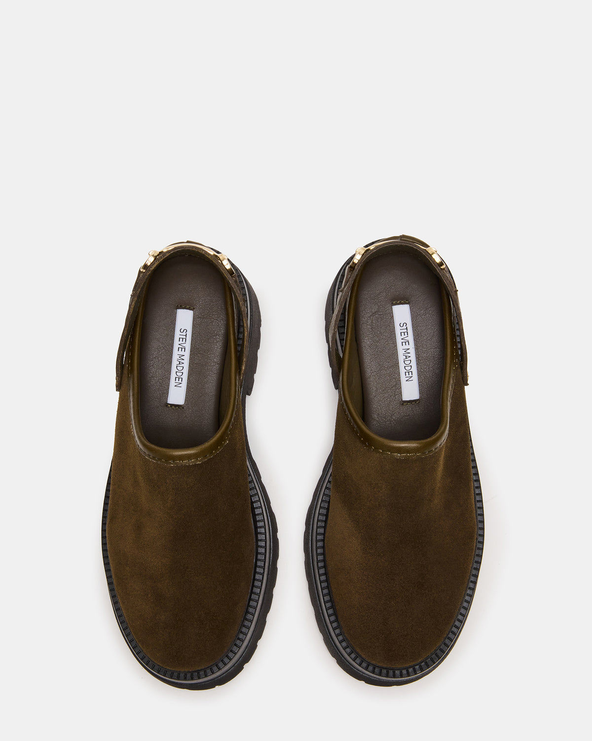 Steve Madden ERBA Olive Suede Platform Lug Slingback Clog Women's Flat